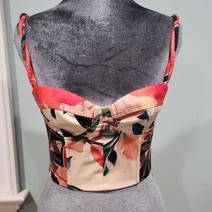 Tropical Vibrant Upcycled Cropped Corset
